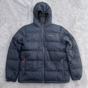 Eddie Bauer Men’s Wide Channel Hooded Down Jacket Full Zip Dark Blue Large EB650